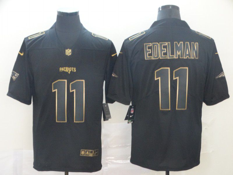 Men New England Patriots #11 Edelman Nike Vapor Limited Black Golden Jersey